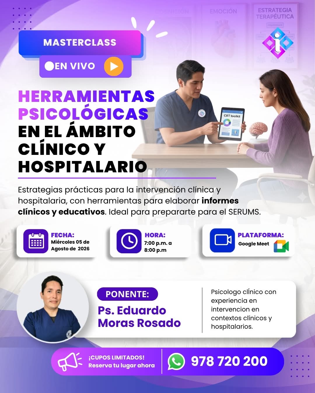 HERRAMIENTAS PSICOLÓGICAS EN EL ÁMBITO CLÍNICO Y HOSPITALARIO